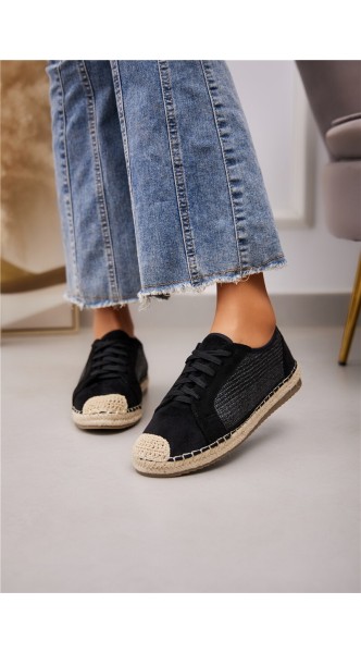 Espadrille , Basket bi matière : daim,suédine et tressée