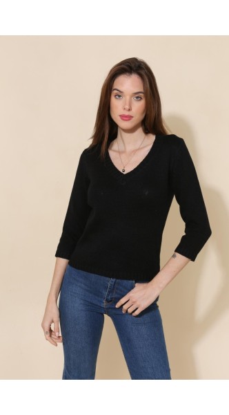Pull col V en coton