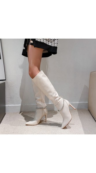 Bottes à talon haut avec chaînette amovible