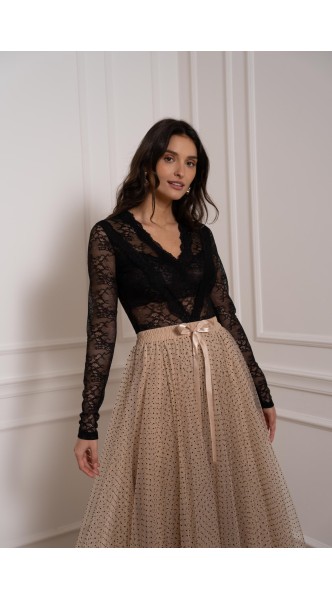 Body en dentelle florale col V