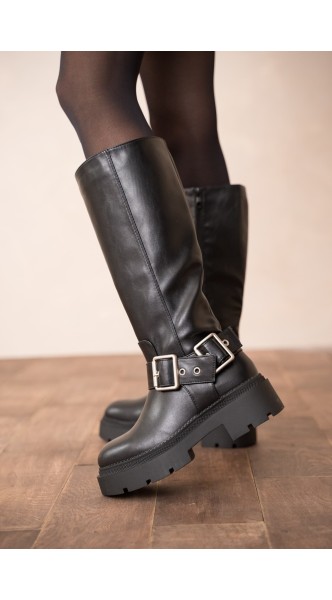 Bottes style motard avec boucles