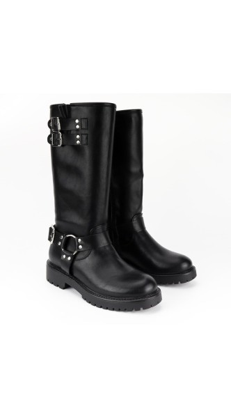 Bottes biker à boucle et sangles