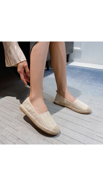 Espadrilles plat en matière paille tressé