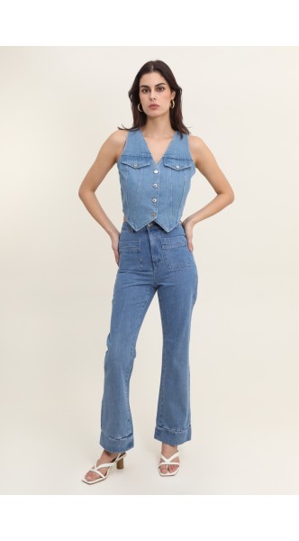 Jeans poches plaquées Vintage
