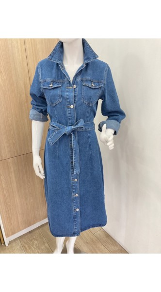 Robe en jean mi-long