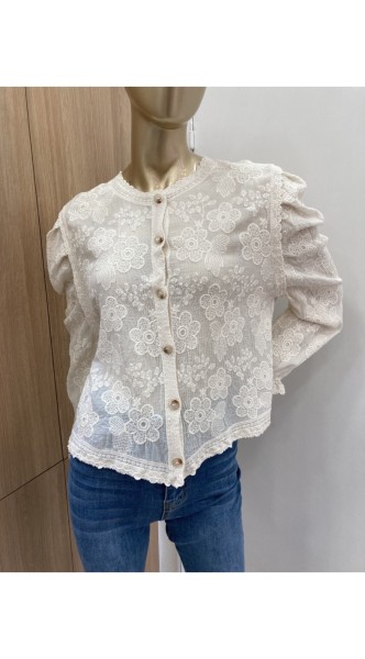 Petit gilet en coton et broderie