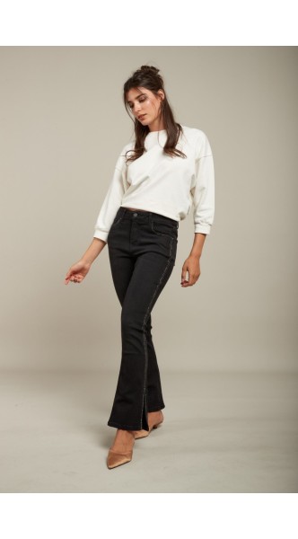 Jean bootcut fendu strass - Ode