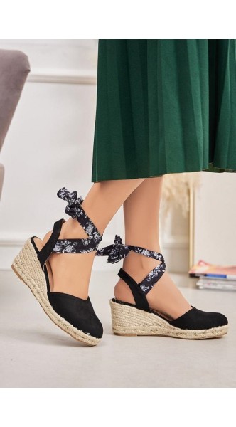 Espadrilles compensée avec foulard à motif florale