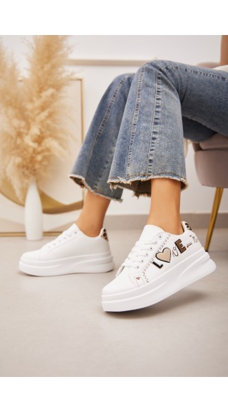 Baskets compensée à lacet  avec motif "LOVE"